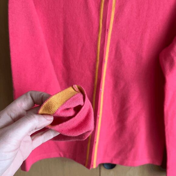 Pink & Peach 100% Cashmere Cardigan - Linda Allard Ellen Tracy - M - Picture 4 of 10